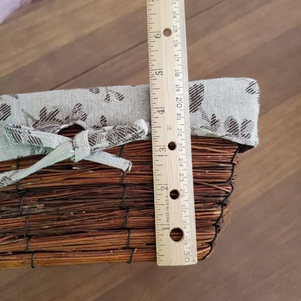 Vintage Basket Lined Vanity Twig 10x7x5
